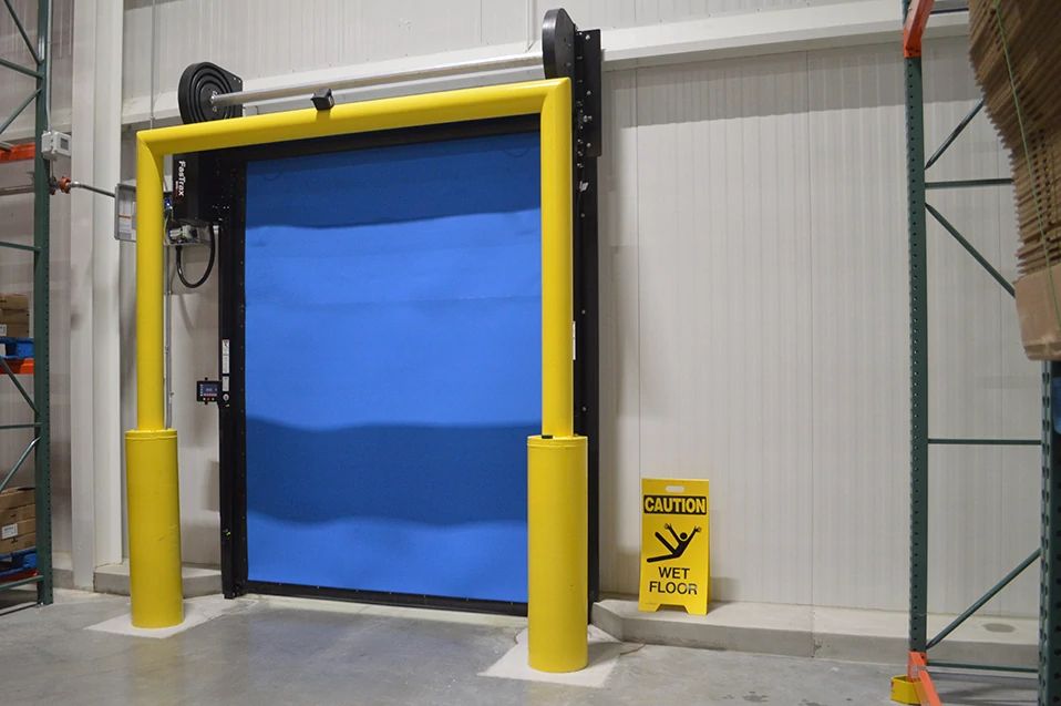 FasTrax Door with Blue Curtain and No Vision